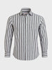 Men's Grey Slim Fit Striped Casual Shirt