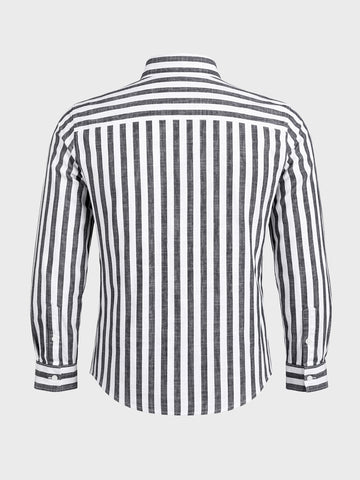 Men's Grey Slim Fit Striped Casual Shirt