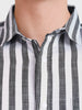 Men's Grey Slim Fit Striped Casual Shirt