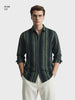 Men's Green Slim Fit Striped Casual Shirts