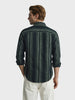 Men's Green Slim Fit Striped Casual Shirts