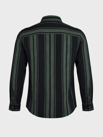 Men's Green Slim Fit Striped Casual Shirts