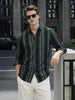 Men's Green Slim Fit Striped Casual Shirts
