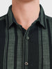 Men's Green Slim Fit Striped Casual Shirts