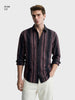 Men's Pink Slim Fit Striped Casual Shirts