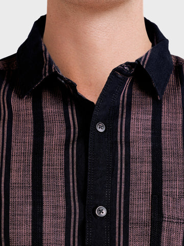 Men's Pink Slim Fit Striped Casual Shirts