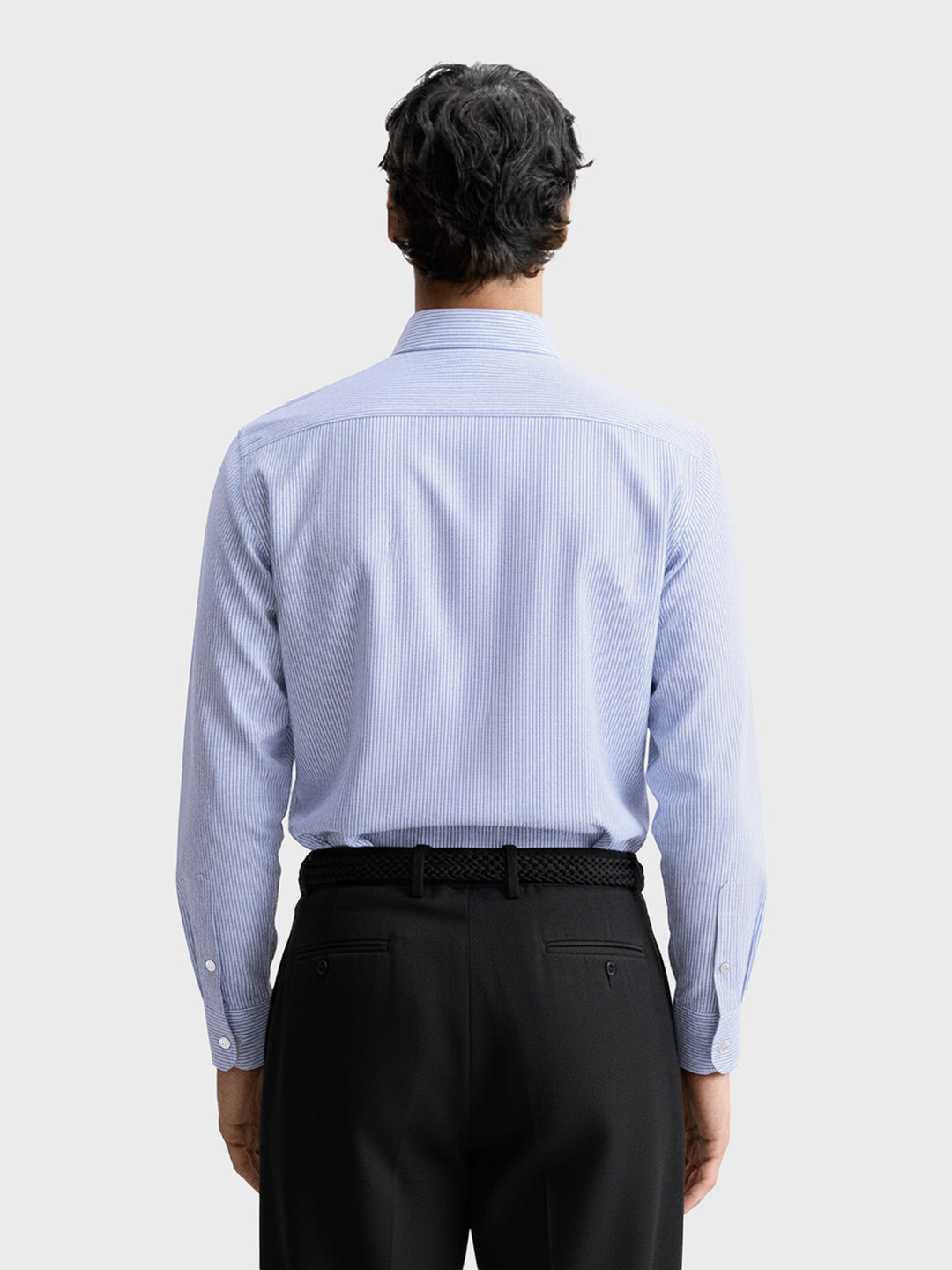 Men's Blue Slim Fit Striped Formal Shirt