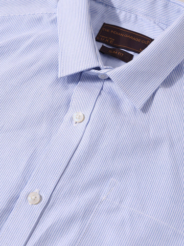 Men's Blue Slim Fit Striped Formal Shirt