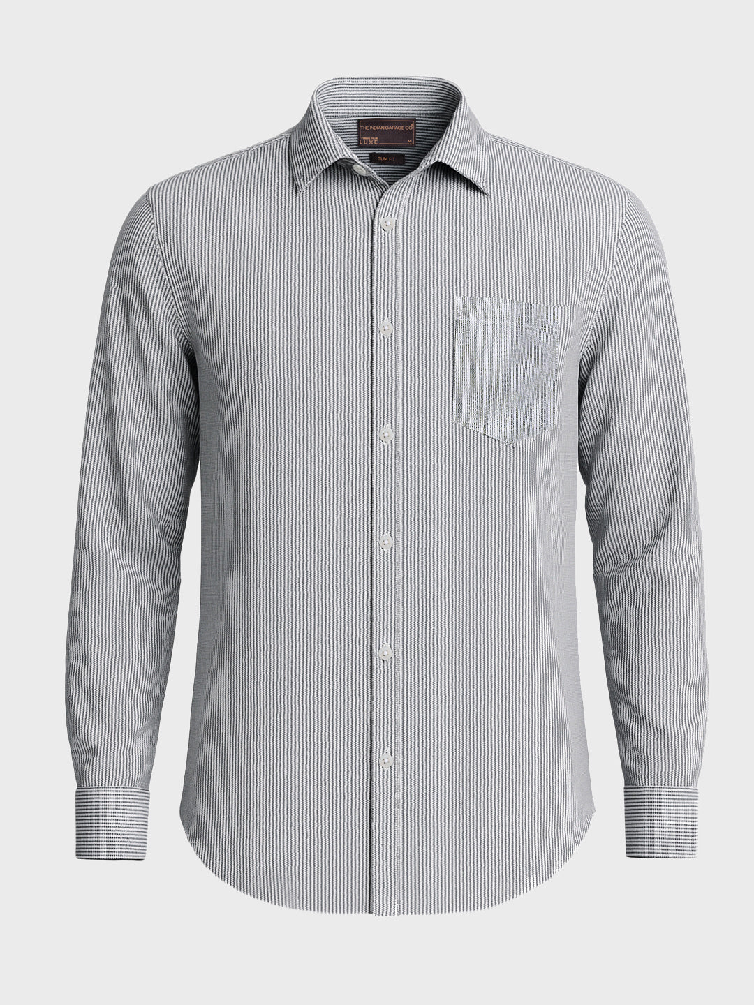 Men's Black Slim Fit Striped Formal Shirt