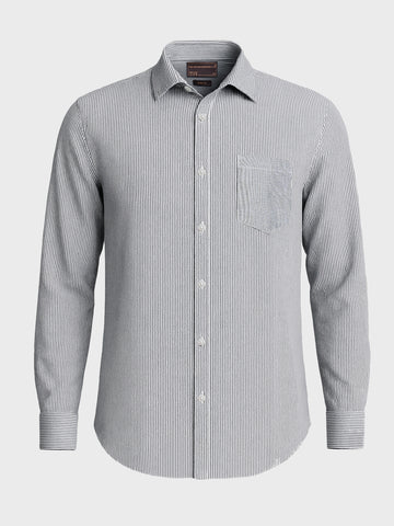 Men's Black Slim Fit Striped Formal Shirt