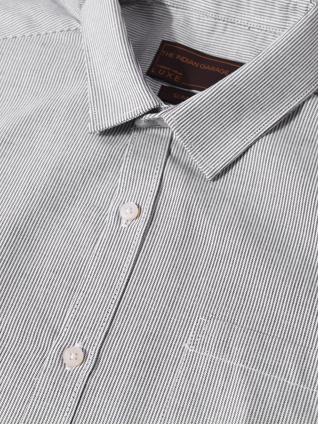 Men's Black Slim Fit Striped Formal Shirt