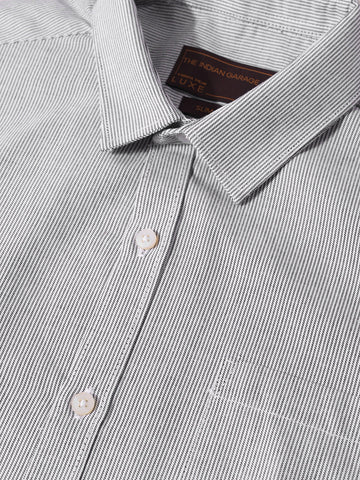 Men's Black Slim Fit Striped Formal Shirt