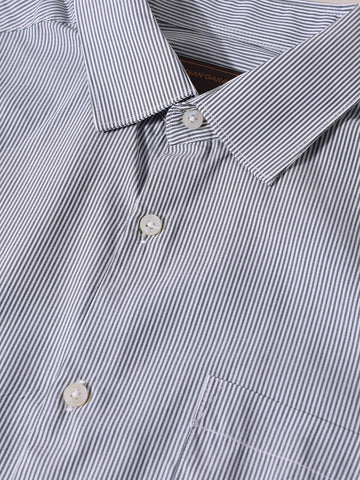 Men's Green Slim Fit Striped Formal Shirt