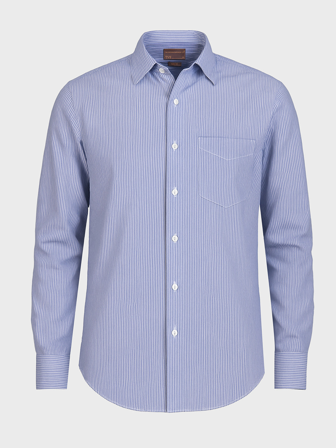 Men's Blue Slim Fit Striped Formal Shirt
