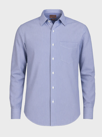 Men's Blue Slim Fit Striped Formal Shirt