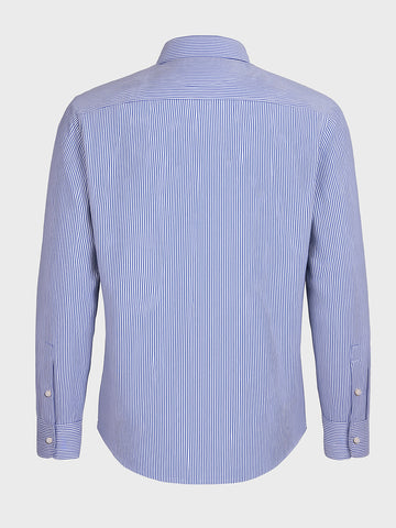 Men's Blue Slim Fit Striped Formal Shirt