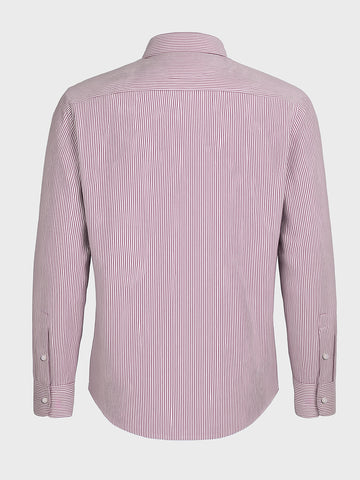 Men's Brown Slim Fit Striped Formal Shirt