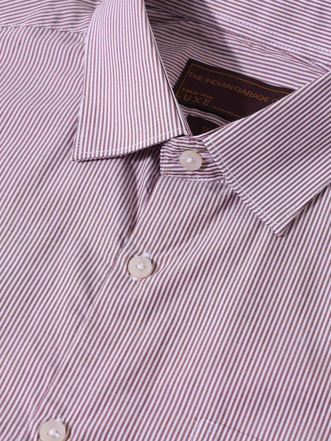 Men's Brown Slim Fit Striped Formal Shirt