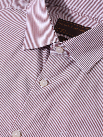 Men's Brown Slim Fit Striped Formal Shirt