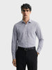 Men's Grey Slim Fit Striped Formal Shirt