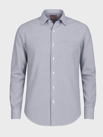 Men's Grey Slim Fit Striped Formal Shirt