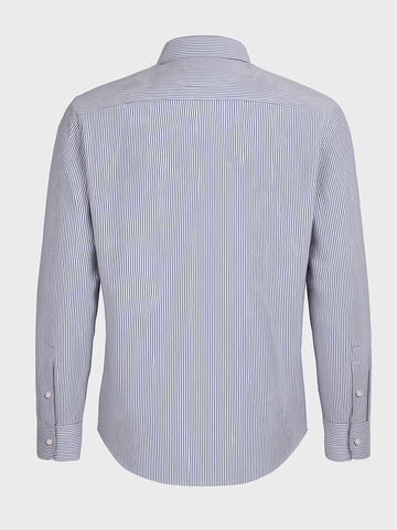 Men's Grey Slim Fit Striped Formal Shirt