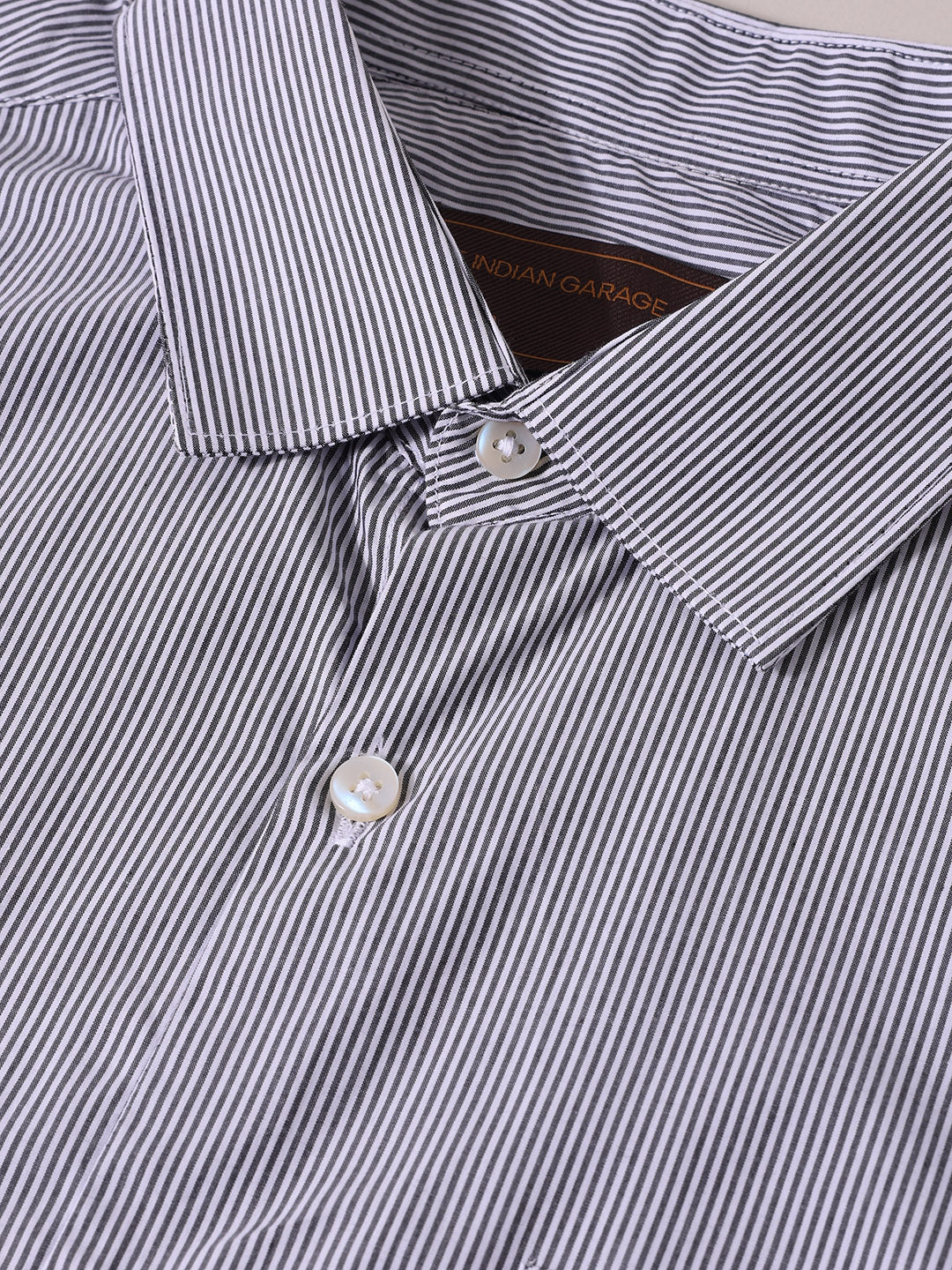 Men's Grey Slim Fit Striped Formal Shirt