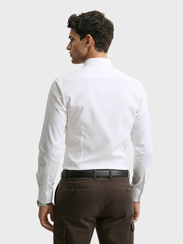 Men's White Slim Fit Solid Casual Shirt