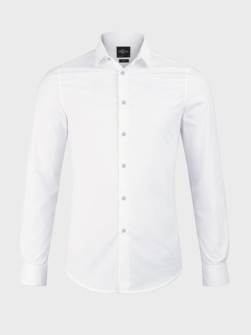 Men's White Slim Fit Solid Casual Shirt