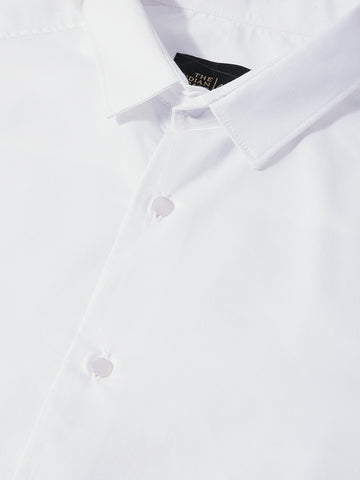 Men's White Slim Fit Solid Casual Shirt