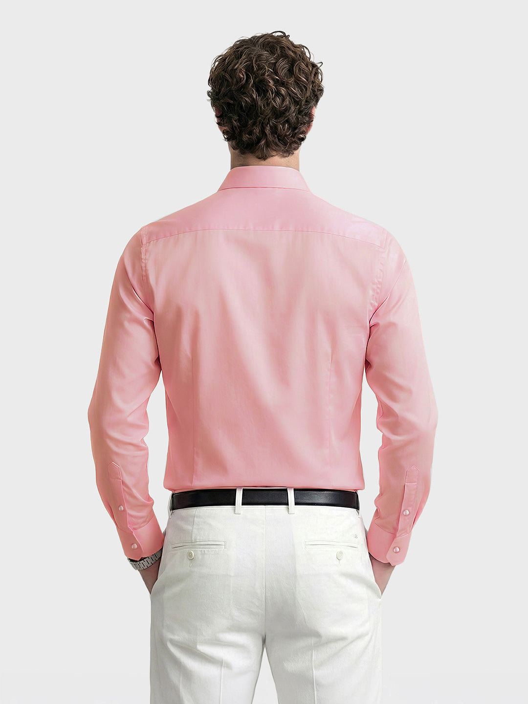 Men's Pink Slim Fit Solid Casual Shirt