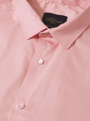 Men's Pink Slim Fit Solid Casual Shirt