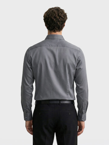 Men's Grey Slim Fit Solid Casual Shirt