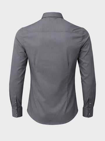 Men's Grey Slim Fit Solid Casual Shirt