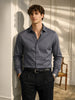 Men's Grey Slim Fit Solid Casual Shirt