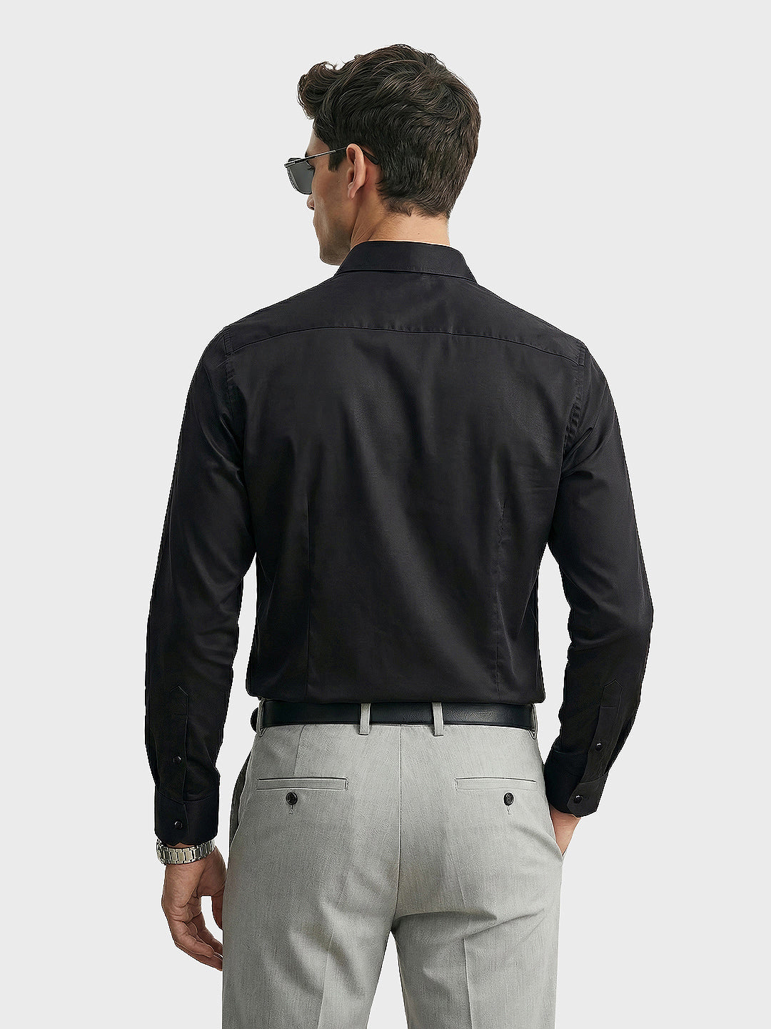 Men's Black Slim Fit Solid Casual Shirt