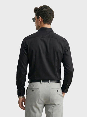 Men's Black Slim Fit Solid Casual Shirt