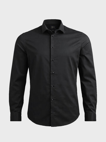 Men's Black Slim Fit Solid Casual Shirt
