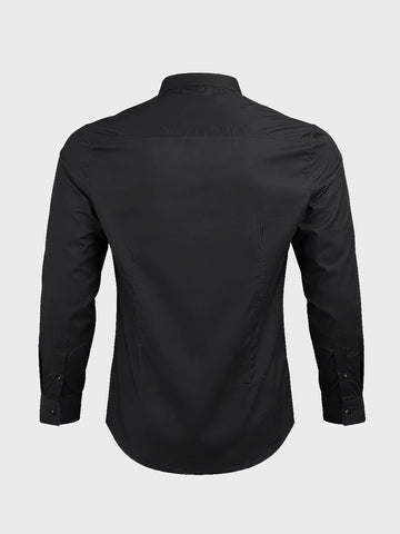 Men's Black Slim Fit Solid Casual Shirt