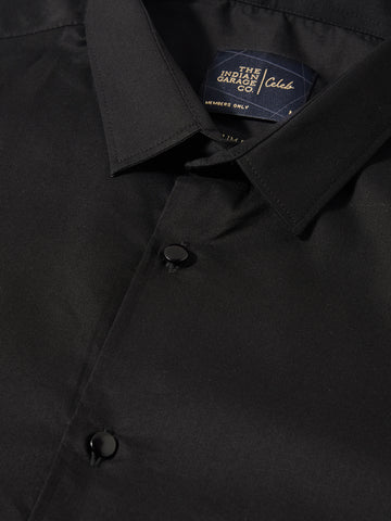 Men's Black Slim Fit Solid Casual Shirt