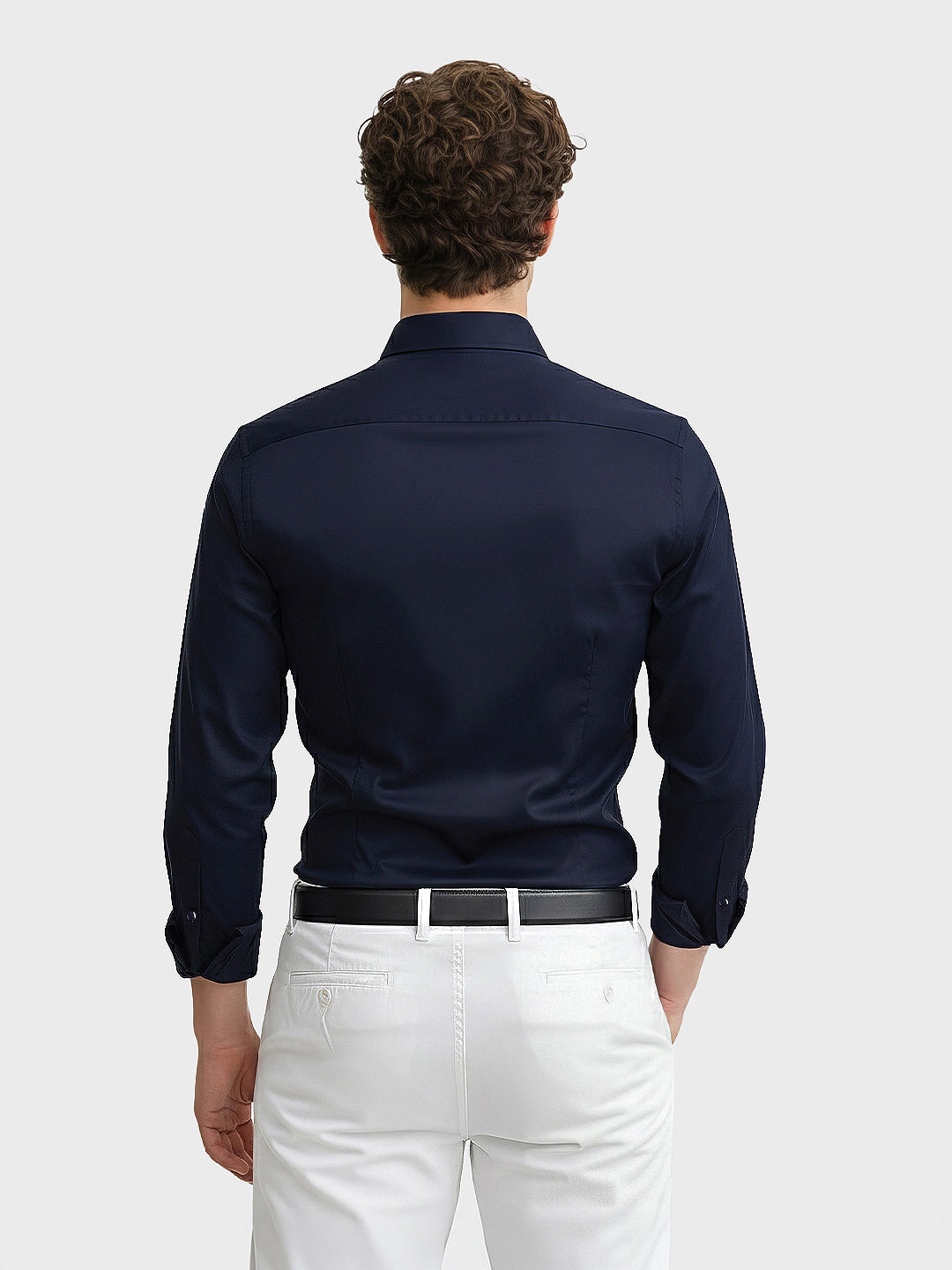 Men's Blue Slim Fit Solid Casual Shirt