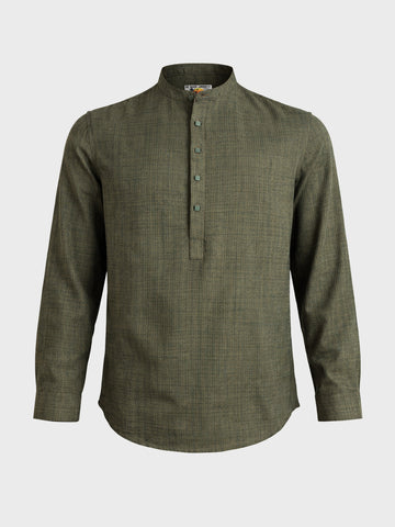Men's Olive Regular Fit Solid Casual Shirt