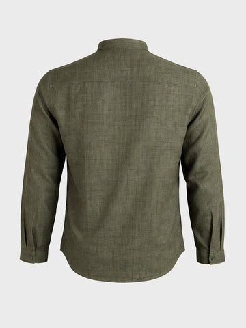 Men's Olive Regular Fit Solid Casual Shirt