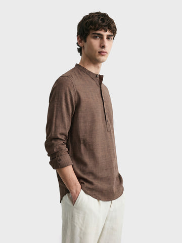 Men's Brown Regular Fit Solid Casual Shirt
