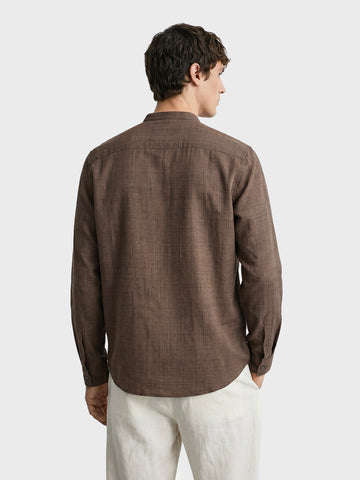 Men's Brown Regular Fit Solid Casual Shirt