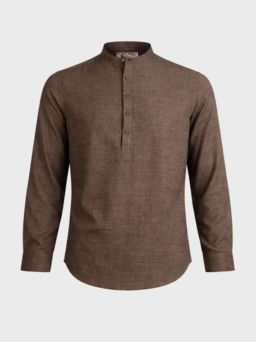 Men's Brown Regular Fit Solid Casual Shirt