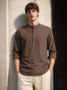 Men's Brown Regular Fit Solid Casual Shirt