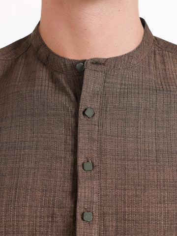 Men's Brown Regular Fit Solid Casual Shirt