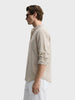 Men's Khaki Regular Fit Textured Casual Shirt