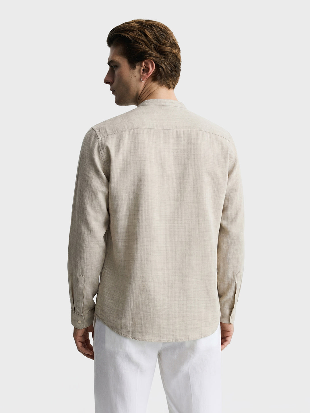 Men's Khaki Regular Fit Solid Casual Shirt